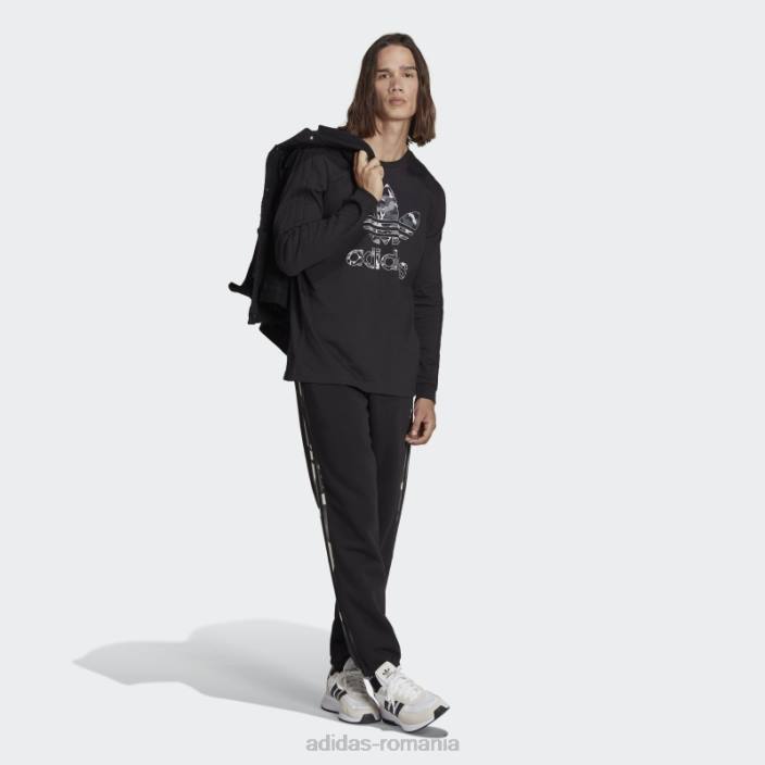 Adidas tricou negru cu mânecă lungă cu dungi camo cu grafică bărbați negru 2JBN14266