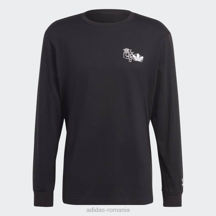 Adidas tricou negru cu mânecă lungă hack the elite grafică bărbați negru 2JBN6518