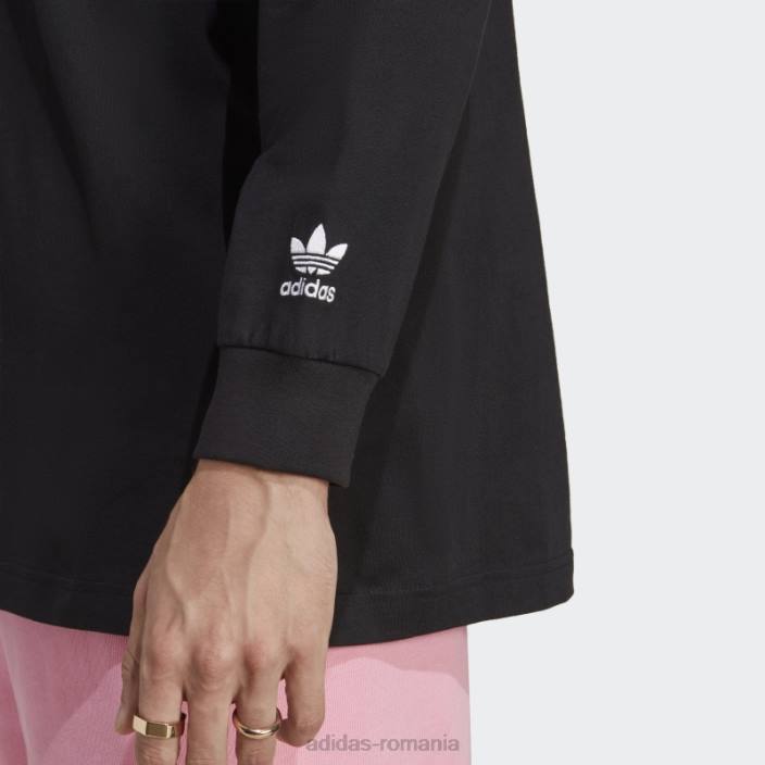 Adidas tricou negru cu mânecă lungă hack the elite grafică bărbați negru 2JBN6518