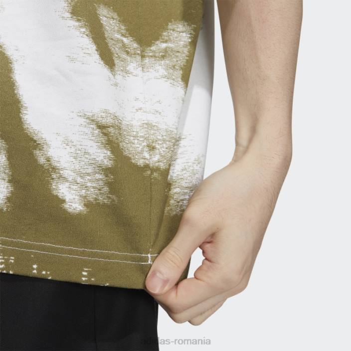 Adidas tricou tie-dye pentru exterior alb bărbați alb/măsliniu 2JBN1531