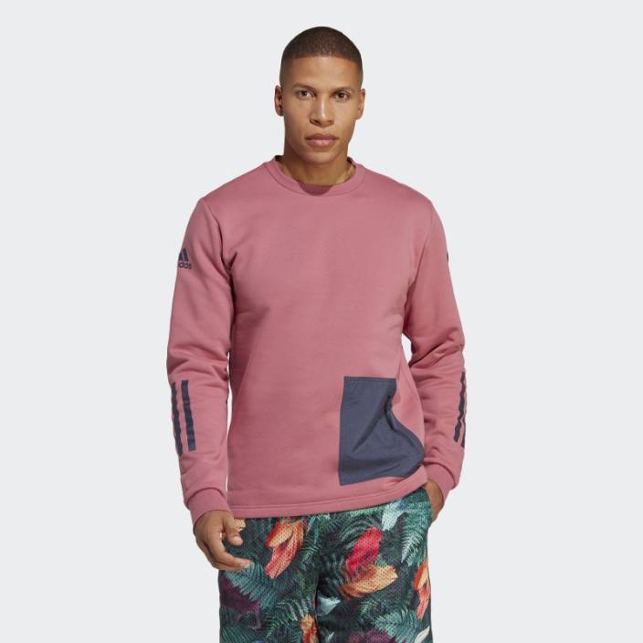 Adidas hanorac roz all blacks rugby lifestyle crewgate bărbați roz/marine 2JBN13966
