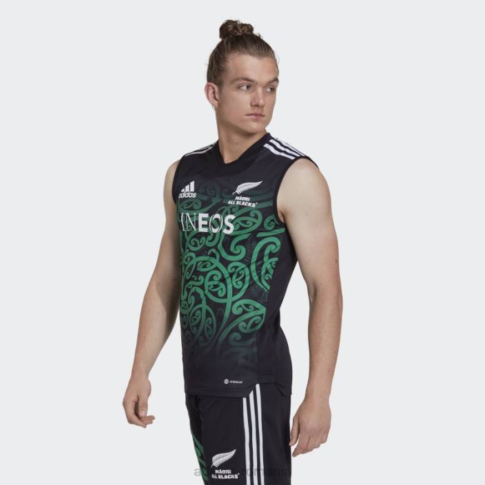 Adidas maiotă neagră maori all blacks de performanță de rugby bărbați negru/verde 2JBN1547