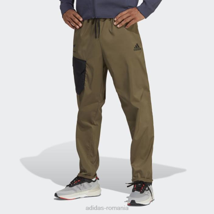 Adidas pantaloni de trening olive all blacks rugby lifestyle cu manșete conice bărbați măsliniu/negru 2JBN14152