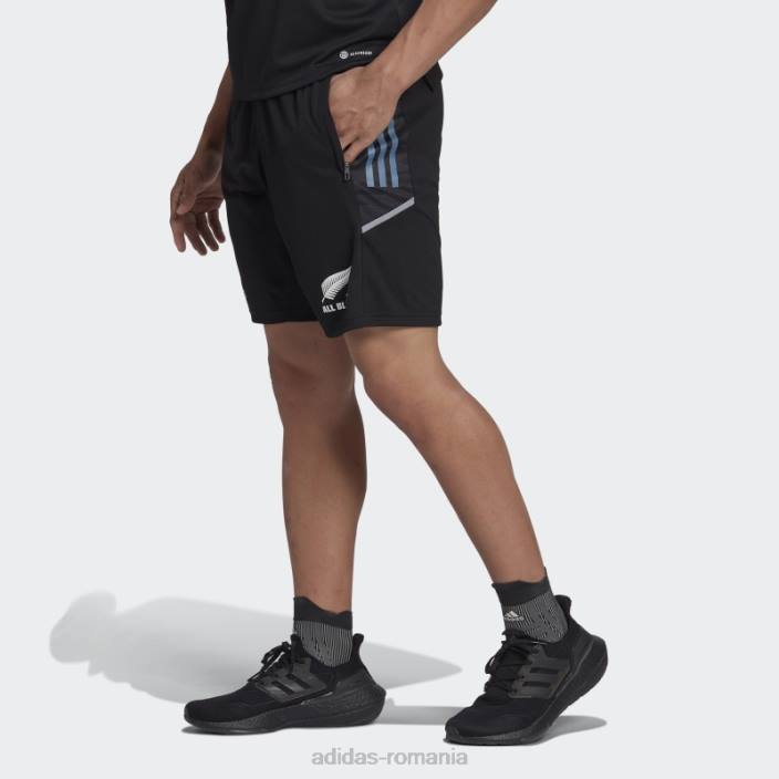 Adidas pantaloni scurți de sport de rugby negri all blacks bărbați negru/otel/alb 2JBN13450