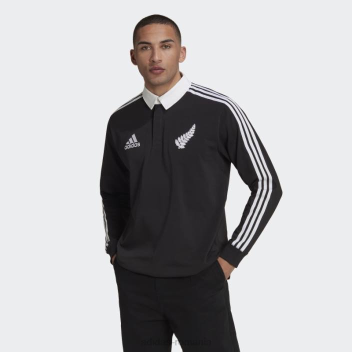 Adidas tricou polo negru all blacks rugby heritage bărbați alb negru 2JBN13631
