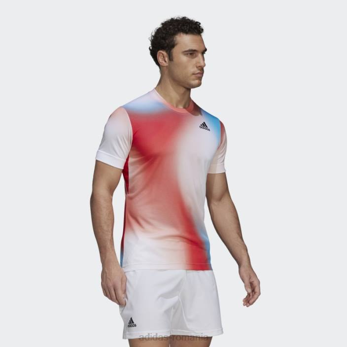 Adidas Tricou imprimat melbourne tenis freelift alb bărbați alb/rosu/negru 2JBN15313