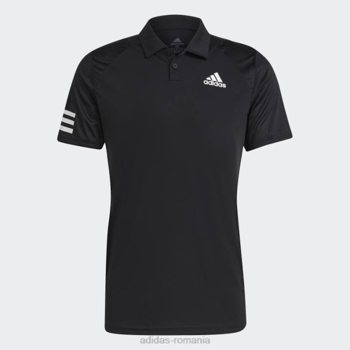 Adidas Tricou polo cu 3 dungi de tenis de club negru bărbați alb negru 2JBN5006