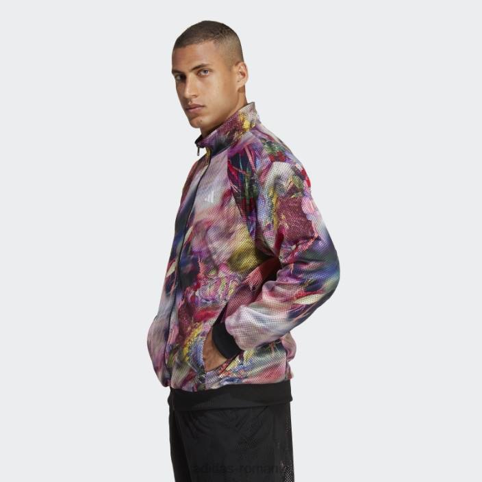 Adidas jachetă reversibilă țesută stretch melbourne tenis neagră bărbați negru/multicolor 2JBN1177