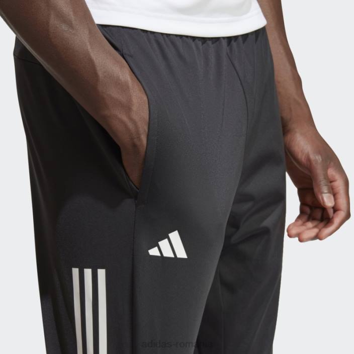 Adidas pantaloni de tenis de jogging negri tricotati cu 3 dungi bărbați negru 2JBN13324
