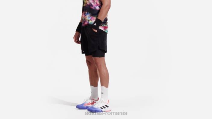 Adidas pantaloni scurți de 7 inci, doi-în-unul, de tenis din Melbourne bărbați negru 2JBN13505