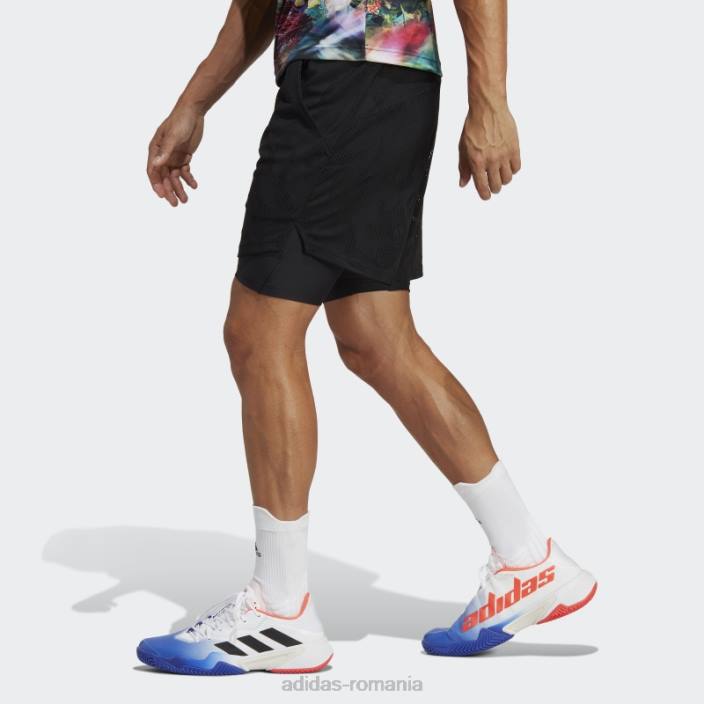 Adidas pantaloni scurți de 7 inci, doi-în-unul, de tenis din Melbourne bărbați negru 2JBN13505