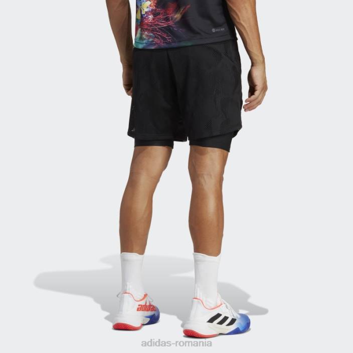 Adidas pantaloni scurți de 7 inci, doi-în-unul, de tenis din Melbourne bărbați negru 2JBN13505