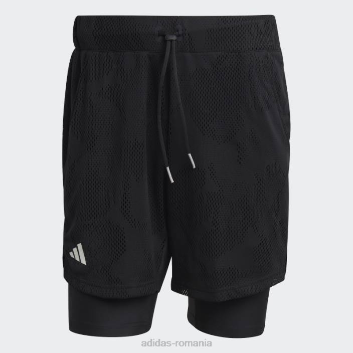 Adidas pantaloni scurți de 7 inci, doi-în-unul, de tenis din Melbourne bărbați negru 2JBN13505