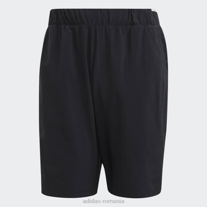Adidas pantaloni scurți de tenis negri din țesătură elastică bărbați alb negru 2JBN7168