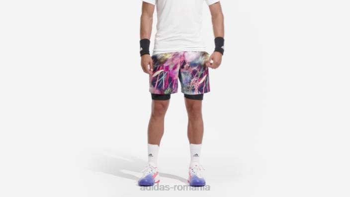 Adidas pantaloni scurți grafici de tenis melbourne ergo negri bărbați multicolor/negru 2JBN6293