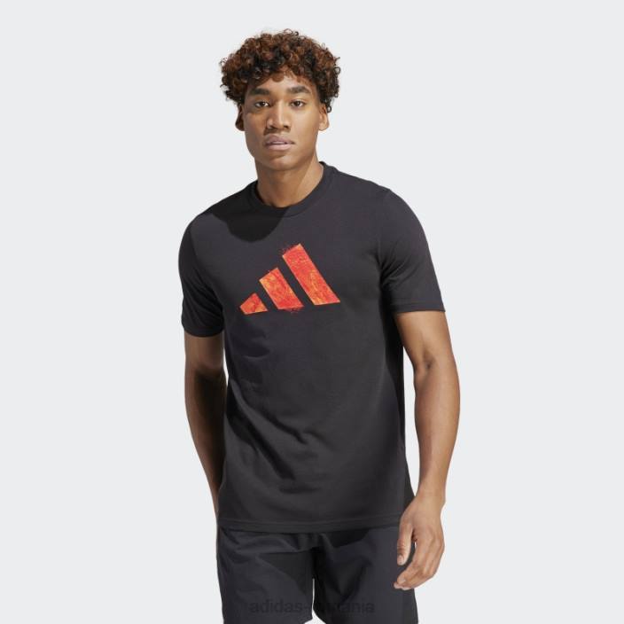 Adidas tricou grafic negru aeroready tenis roland garros bărbați negru 2JBN14507