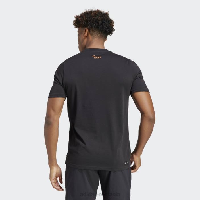 Adidas tricou grafic negru aeroready tenis roland garros bărbați negru 2JBN14507