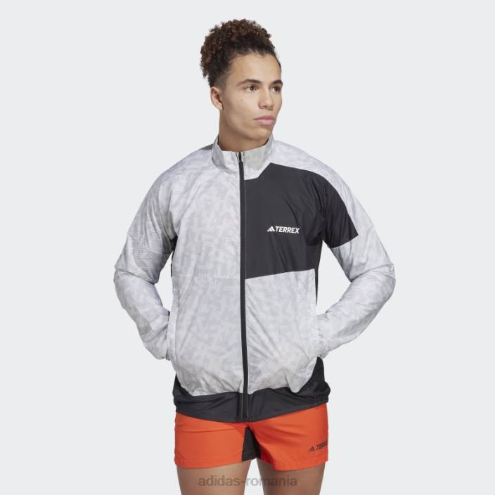 Adidas cască de vânt elegant Terrex trail running gri bărbați alb/gri 2JBN13661