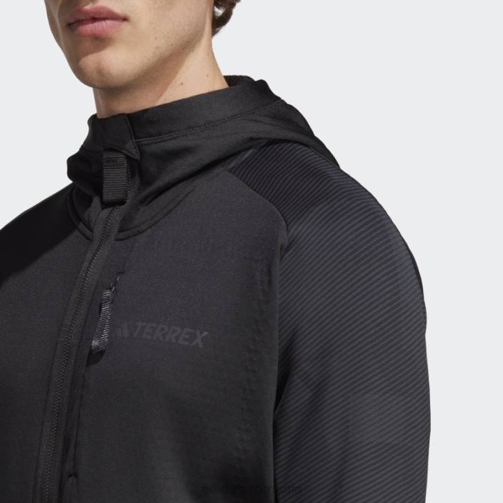 Adidas geacă de drumeție fleece cu glugă terrex tech flooce neagră bărbați negru 2JBN6343