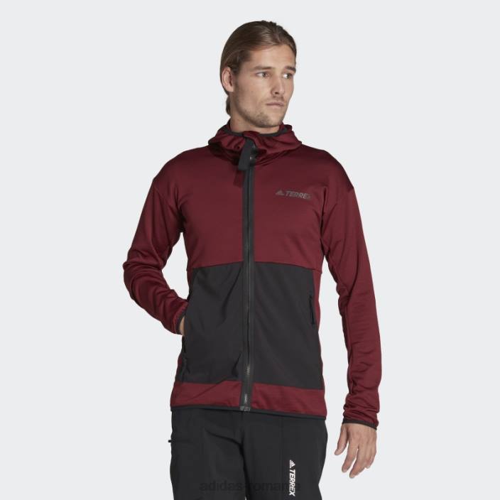 Adidas geacă de drumeție roșie terrex tech flooce light cu glugă bărbați roșu/negru 2JBN14645