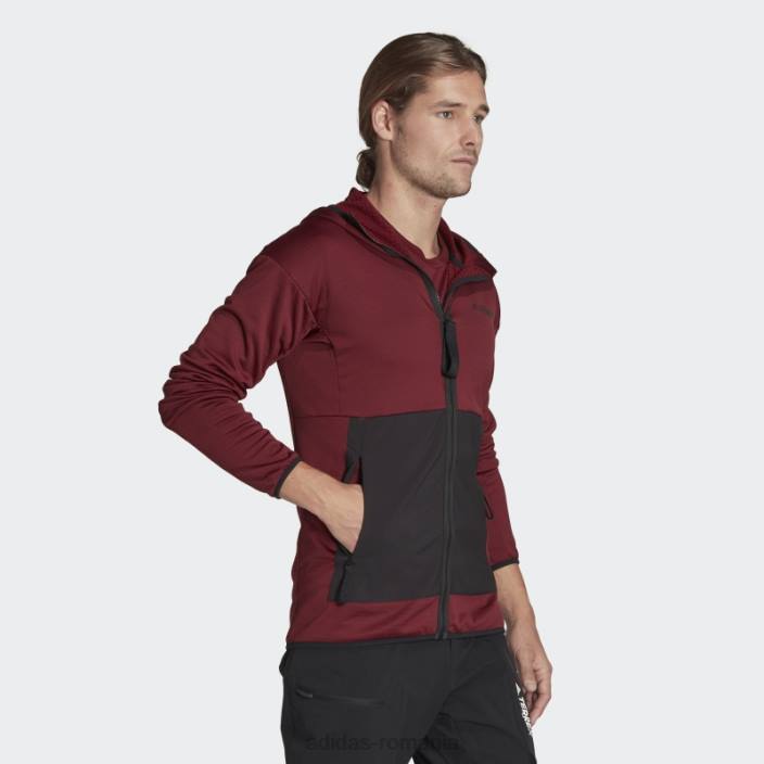 Adidas geacă de drumeție roșie terrex tech flooce light cu glugă bărbați roșu/negru 2JBN14645