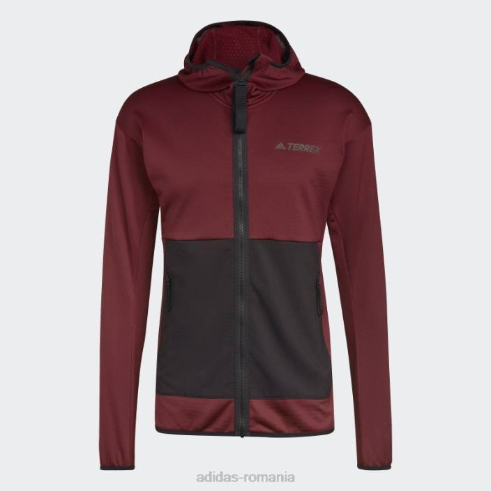 Adidas geacă de drumeție roșie terrex tech flooce light cu glugă bărbați roșu/negru 2JBN14645