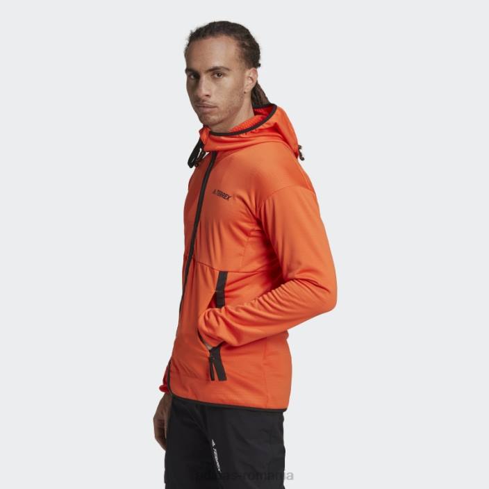 Adidas geacă de drumeție terrex tech flooce light cu glugă portocaliu bărbați portocale 2JBN6529