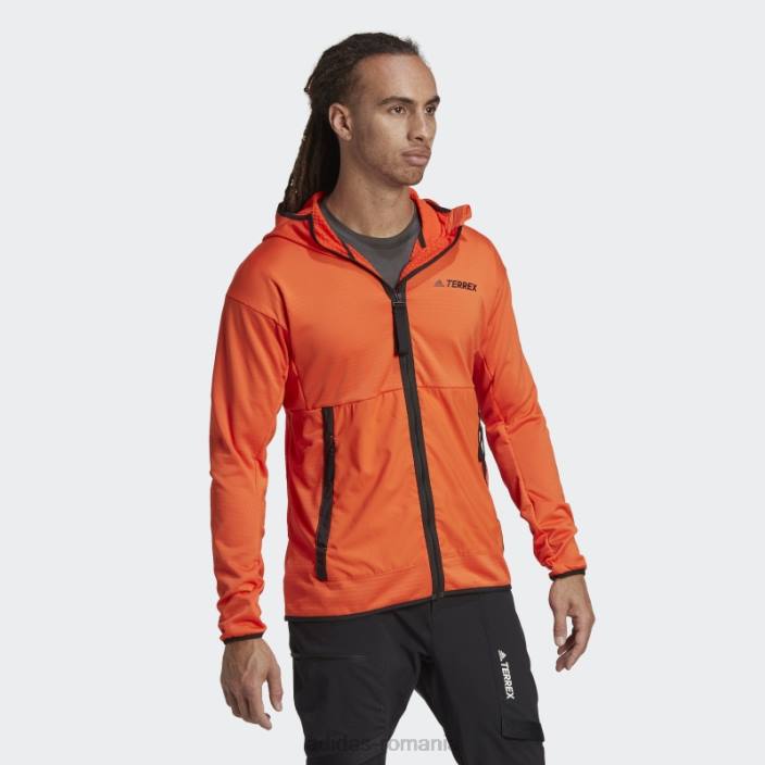 Adidas geacă de drumeție terrex tech flooce light cu glugă portocaliu bărbați portocale 2JBN6529