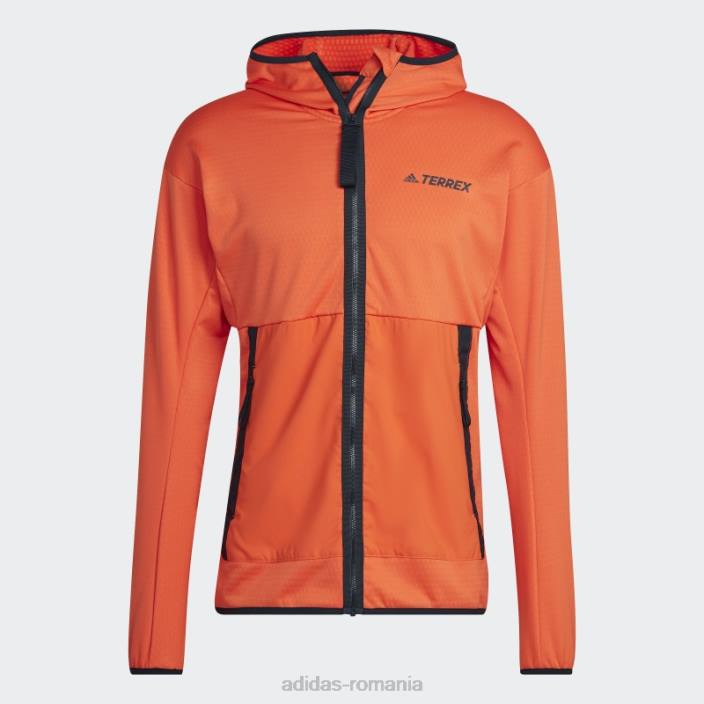 Adidas geacă de drumeție terrex tech flooce light cu glugă portocaliu bărbați portocale 2JBN6529