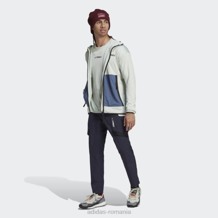 Adidas geacă de drumeție terrex tech flooce light cu glugă verde bărbați verde/otel 2JBN13376