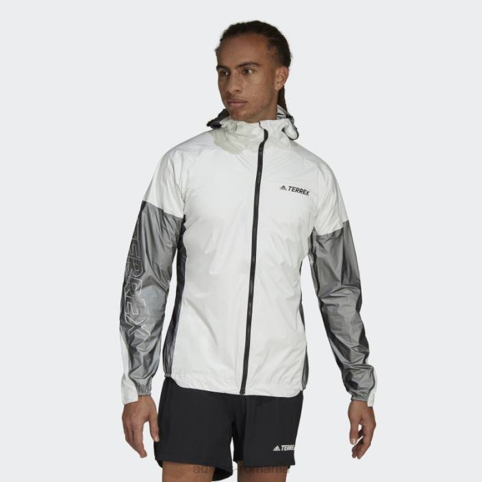 Adidas geacă de ploaie terrex agravic pro trei straturi albă bărbați alb negru 2JBN14150