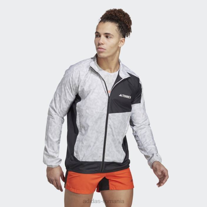 Adidas geacă de vânt terrex trail running albă bărbați alb/gri 2JBN5996