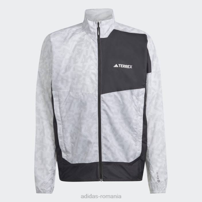 Adidas geacă de vânt terrex trail running albă bărbați alb/gri 2JBN5996