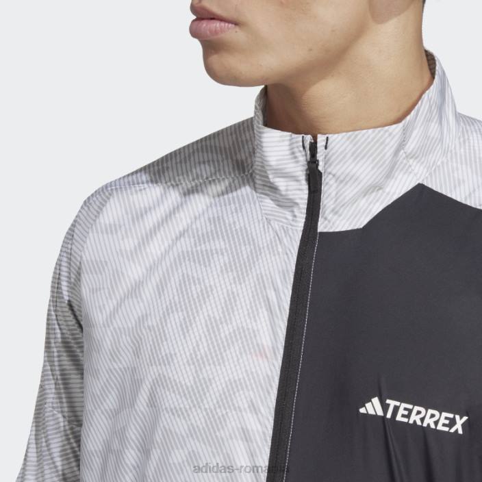 Adidas geacă de vânt terrex trail running albă bărbați alb/gri 2JBN5996