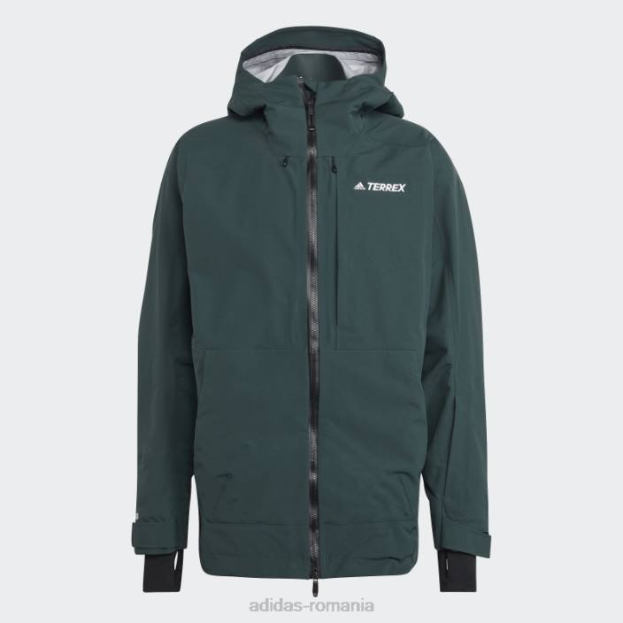 Adidas geacă de zăpadă post-consum terrex 3 straturi verde bărbați verde 2JBN13520
