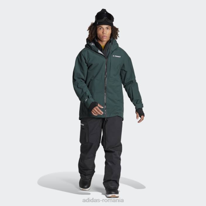 Adidas geacă de zăpadă post-consum terrex 3 straturi verde bărbați verde 2JBN13520
