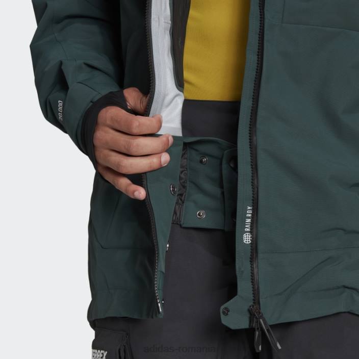 Adidas geacă de zăpadă post-consum terrex 3 straturi verde bărbați verde 2JBN13520