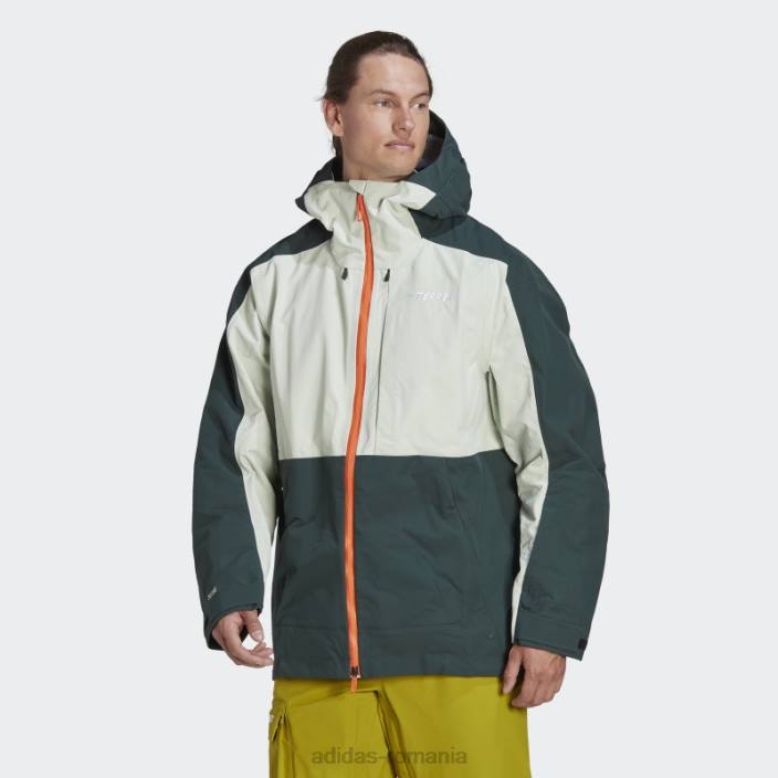 Adidas geacă de zăpadă post-consum terrex 3 straturi verde bărbați verde 2JBN14030