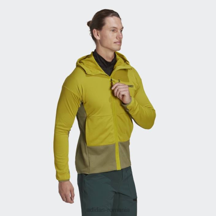 Adidas geacă fleece cu glugă terrex zupahike olive bărbați măsline 2JBN14827