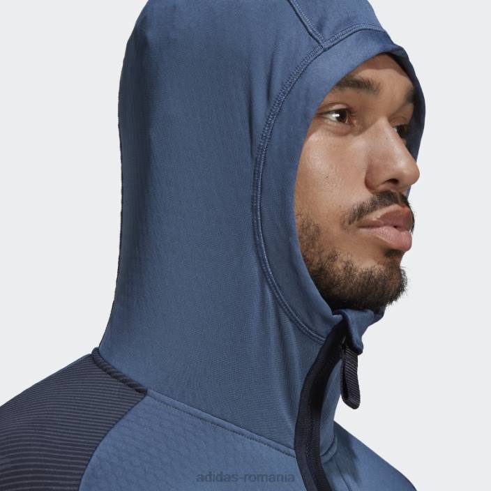 Adidas geacă fleece pentru drumeții cu glugă terrex tech flooce oțel bărbați oțel/cerneală 2JBN13399