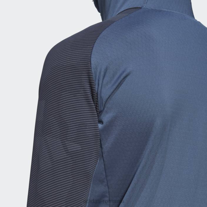 Adidas geacă fleece pentru drumeții cu glugă terrex tech flooce oțel bărbați oțel/cerneală 2JBN13399