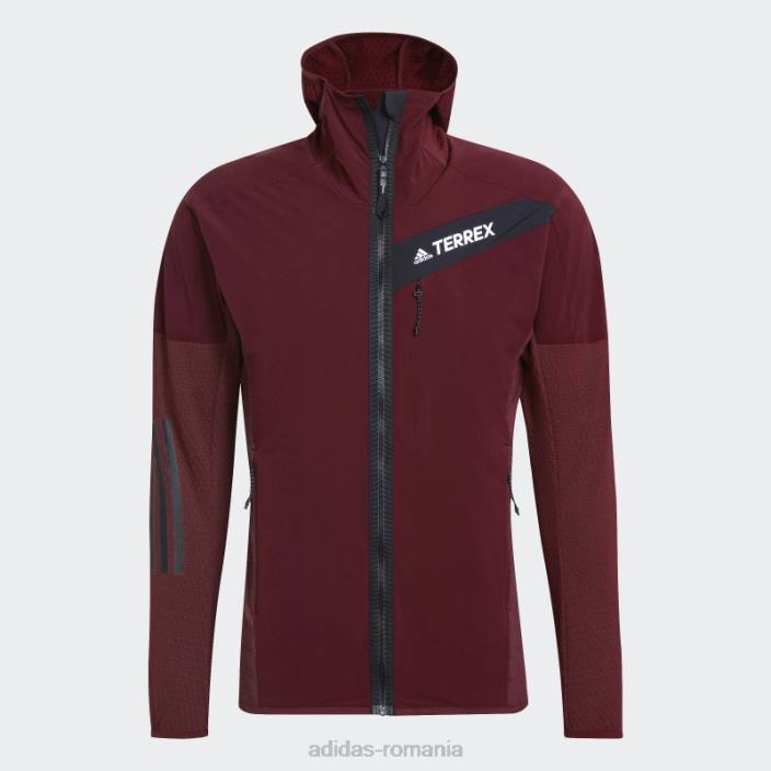 Adidas geacă roșie cu glugă techrock flooce wind bărbați roșu 2JBN7075