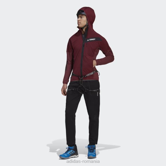 Adidas geacă roșie cu glugă techrock flooce wind bărbați roșu 2JBN7075