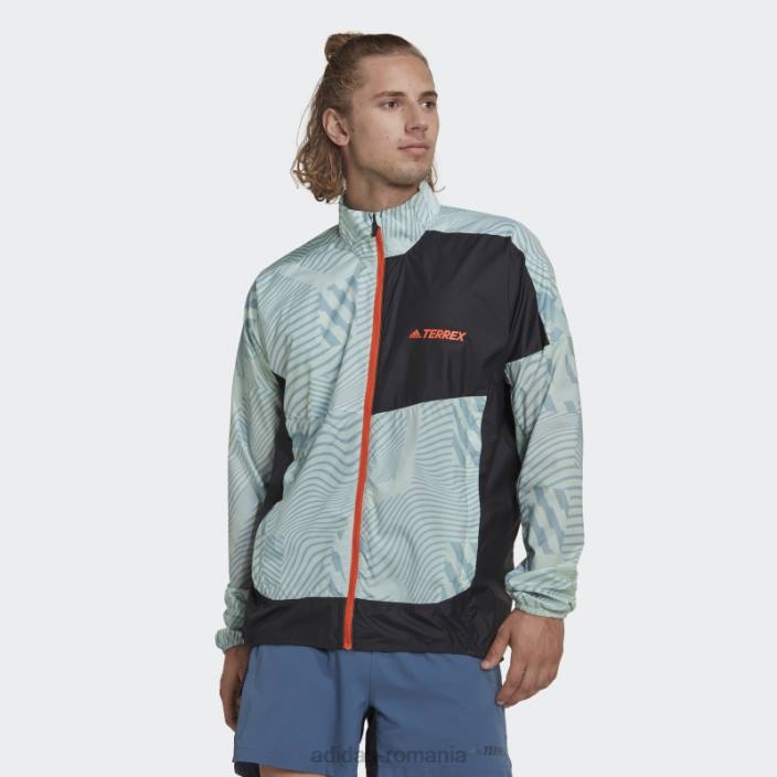 Adidas geaca de vant cu imprimeu trail running terrex gri fashion bărbați verde/gri 2JBN1593