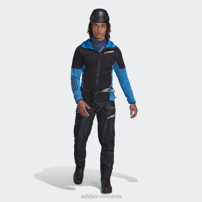 Adidas jachetă adidas cu glugă de vânt techrock flooce albastru șoc bărbați soc albastru/negru 2JBN7527
