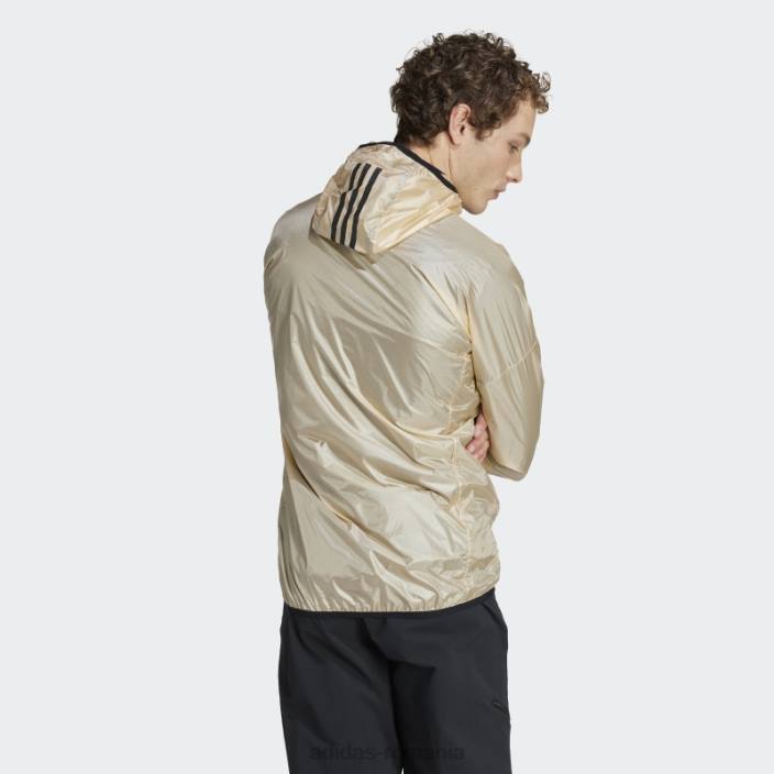 Adidas jachetă adidas cu glugă de vânt trei în unu sand techrock bărbați nisip 2JBN14025