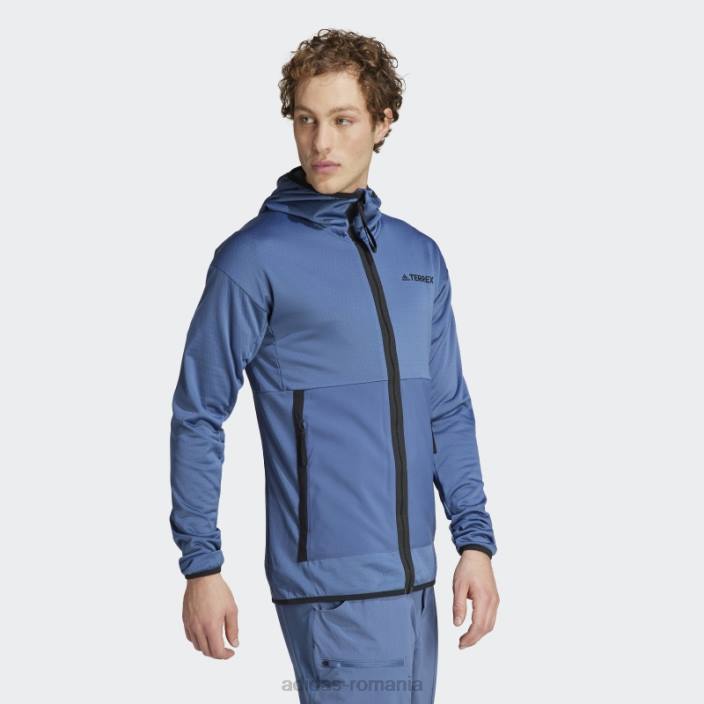 Adidas jachetă de drumeție cu glugă ușoară din oțel terrex tech flooce bărbați oţel 2JBN6076