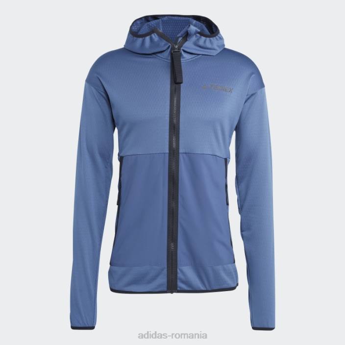 Adidas jachetă de drumeție cu glugă ușoară din oțel terrex tech flooce bărbați oţel 2JBN6076
