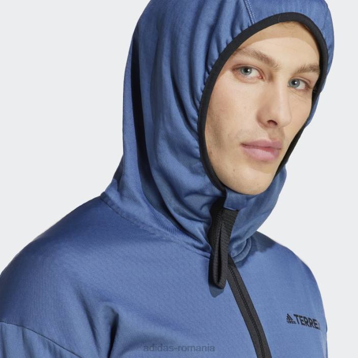 Adidas jachetă de drumeție cu glugă ușoară din oțel terrex tech flooce bărbați oţel 2JBN6076