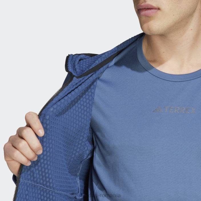 Adidas jachetă de drumeție cu glugă ușoară din oțel terrex tech flooce bărbați oţel 2JBN6076
